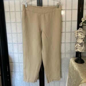 EILEEN FISHER Wom S ORGANIC Linen Ankle Pants Ins: Approx. 23” Elast Back Waist